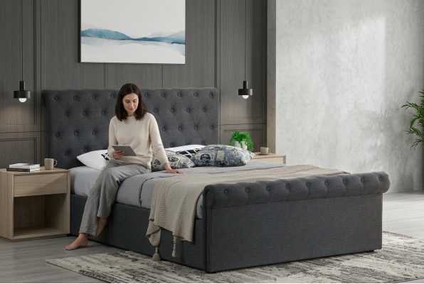 Chesterfield Classic lit Design Tissu Literie Textile 140x200cm