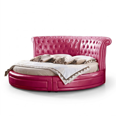 Des lits Chesterfield classiques ronds, l'ameublement des lits ronds en cuir
