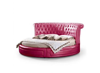 Des lits Chesterfield classiques ronds, l'ameublement des lits ronds en cuir