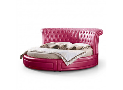 Des lits Chesterfield classiques ronds, l'ameublement des lits ronds en cuir