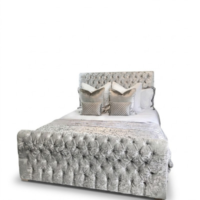 Lit Chesterfield Chambre Lits Textile 180x200cm Velours Grand Hôtel Gris nouveau