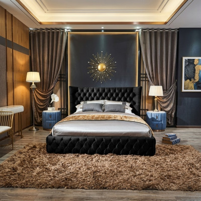 Chesterfield Lit Noir Chambre Lits Textile Velours Grands Lits Hotel