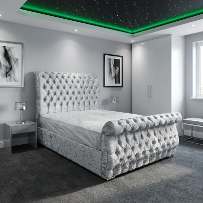 Velours Velours Chesterfield Design Lit Classique Lit Cadre de Lit Lits Nouveau Rembourrage