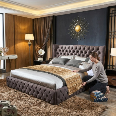 Lit Chesterfield grand lit grand lit Chambre à coucher Oreilles Lits Rembourrage Lit double