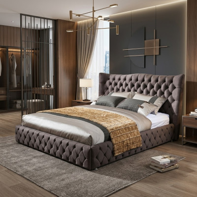 Lit Chesterfield grand lit grand lit Chambre à coucher Oreilles Lits Rembourrage Lit double
