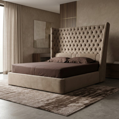 Grand lit Chesterfield en velours anglais Lit double de designer Hôtel mobilier en velours