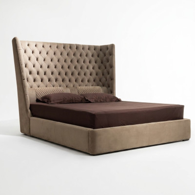 Grand lit Chesterfield en velours anglais Lit double de designer Hôtel mobilier en velours