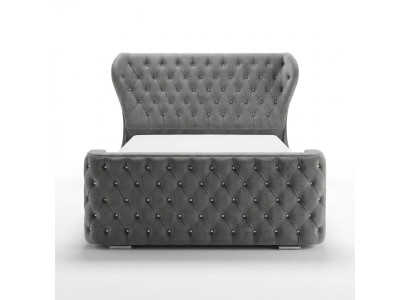 Lit Chesterfield gris Mobilier de chambre de concepteur Lit rembourré anglais