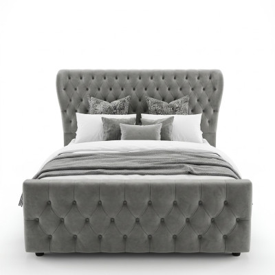 Lit design Chesterfield Chambre Textile Revêtement en cuir 140/160/180/200 cm