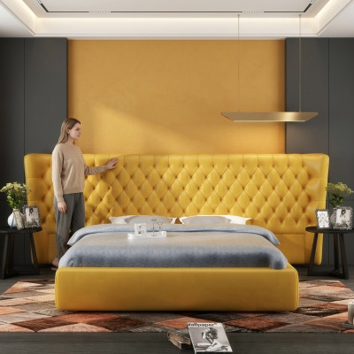 XXL Grand lit panneau mural Chesterfield Hôtel Design de luxe Lits 200x200cm neuf