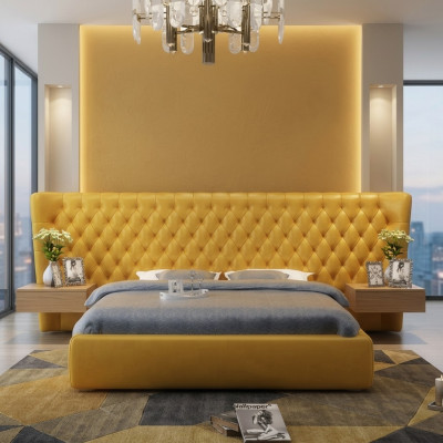 XXL Grand lit panneau mural Chesterfield Hôtel Design de luxe Lits 200x200cm neuf
