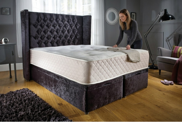 Chesterfield Designer Lit Chambre Textile Revêtement En Cuir Velours 160x200 nouveau