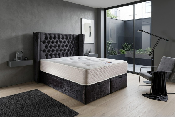Chesterfield Designer Lit Chambre Textile Revêtement En Cuir Velours 160x200 nouveau