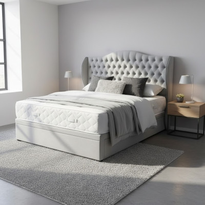 Conception de lit Chesterfield Chambre à coucher Lits anglais 180x200cm Rembourrage textile