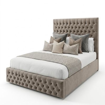 Conception de lit Chesterfield Chambre Lits anglais 200x200cm Revêtement textile