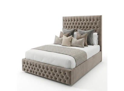 Conception de lit Chesterfield Chambre Lits anglais 200x200cm Revêtement textile