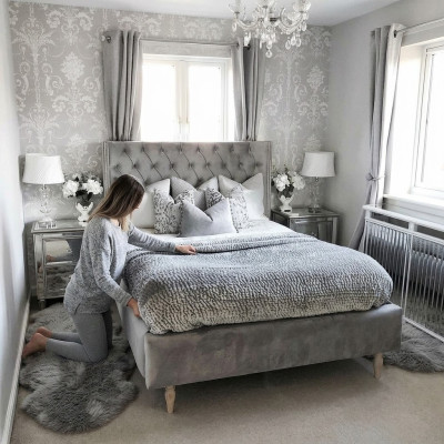 Lit Chesterfield Design Chambre Lits Anglais 140x200cm Rembourrage Textile