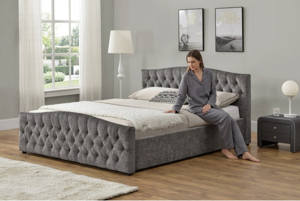 Chesterfield Lit Design Chambre Lits Anglais 180x200 Revêtement Textile