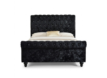 Lit noir Chesterfield Rembourrage Lits Chambre XXL Grand 140x200