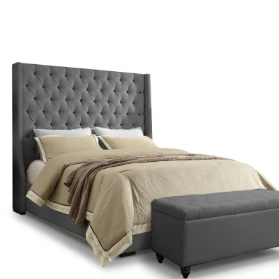 Lit classique avec structure de lit en tissu 140x200 cm, lit Chesterfield