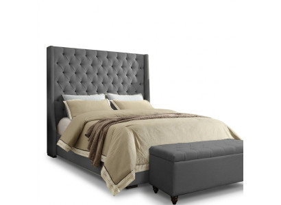 Lit classique avec structure de lit en tissu 140x200 cm, lit Chesterfield