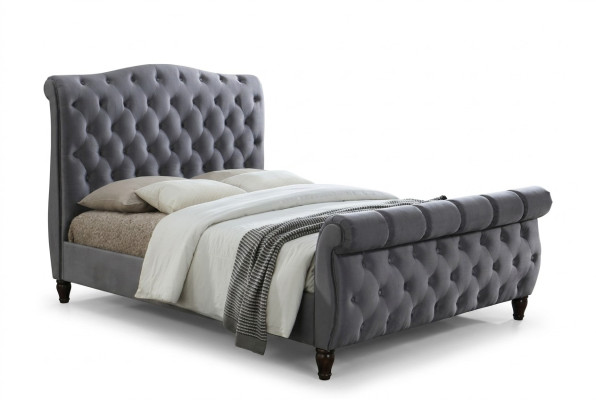 Lits doubles rembourrés en velours classique en textile pour chambre d'hôtel 180x200