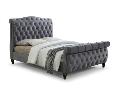 Lits doubles rembourrés en velours classique en textile pour chambre d'hôtel 180x200