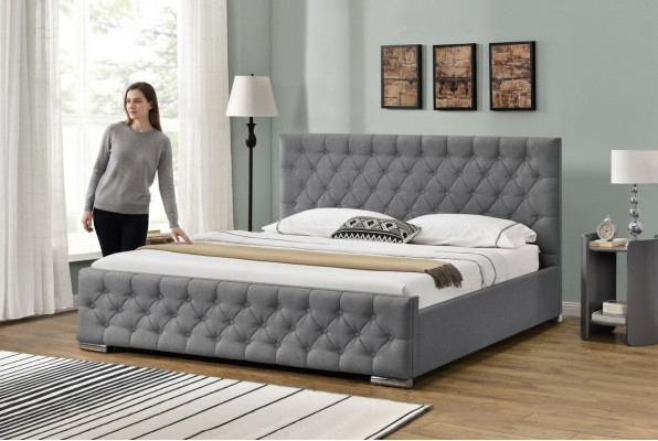 Lit Chesterfield Design Chambre à coucher Lits anglais 200x200cm Revêtement textile
