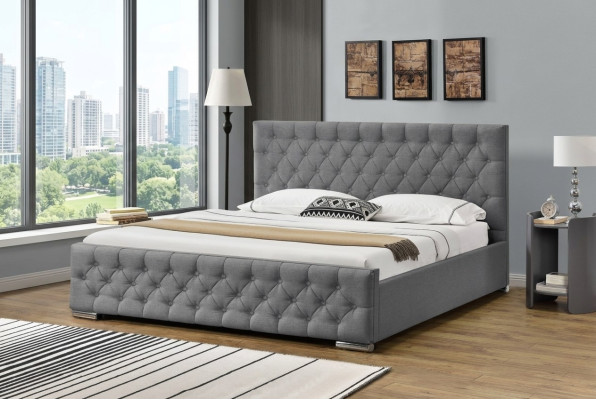 Lit Chesterfield Design Chambre à coucher Lits anglais 200x200cm Revêtement textile