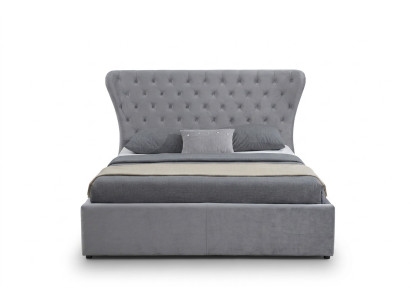 Lit double Chesterfield gris, lits de luxe pour chambre de designer