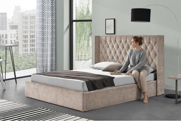 Chesterfield Lit Design Chambre Lits Anglais 180x200cm Textile