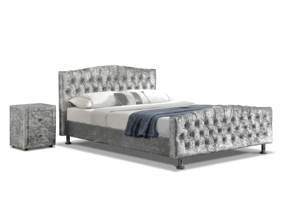 Rembourrage Chesterfield lit double de luxe gris Chambres à coucher Lits Design