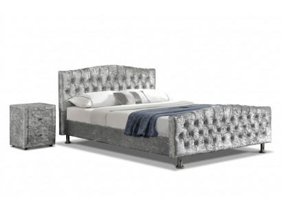 Rembourrage Chesterfield lit double de luxe gris Chambres à coucher Lits Design