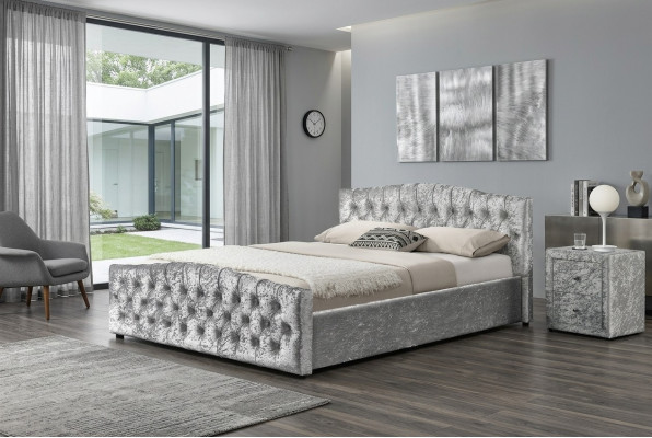 Lit double de luxe Chesterfield gris moderne Lits de chambre à coucher design