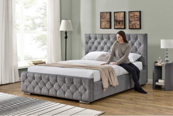Lit Chesterfield design chambre anglais Lits 160x200cm Rembourrage en textile
