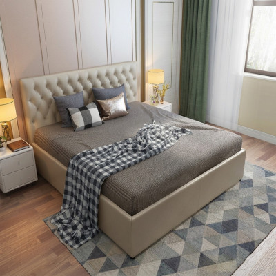Lit design Chesterfield Chambre en cuir synthétique Rembourrage 140/160/180/200 cm