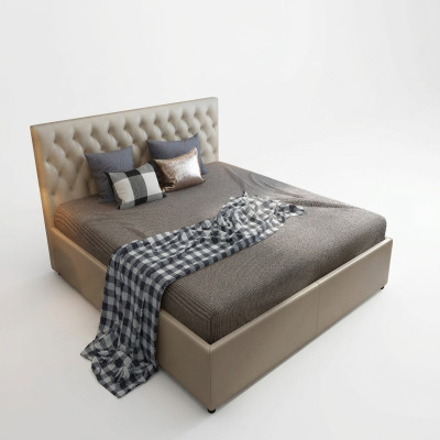 Lit design Chesterfield Chambre en cuir synthétique Rembourrage 140/160/180/200 cm