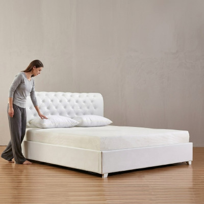 Lit designer Chesterfield pour chambre en cuir synthétique Matelassage 140/160/180/200 cm