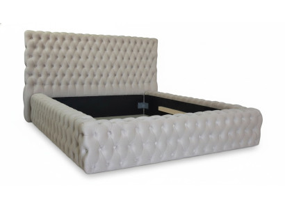 Élégant design Chesterfield en anglais Lit double beige - lits au style intemporel