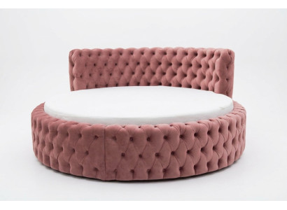 Lit rond en velours Chesterfield Luxe Rembourrage Rond Lits Tissu Textile Hôtel neuf