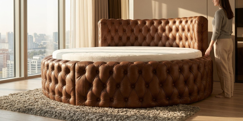 Lit de designer Chambre Lits Textile Cuir Hôtel de luxe Rembourrage Velours
