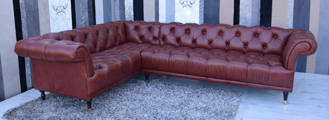 Élégant canapé d'angle Chesterfield Suite rembourré - fait sur mesure