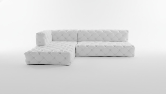 Canapé d'angle design en cuir avec des cristaux, nouveaux canapés d'angle en cuir.