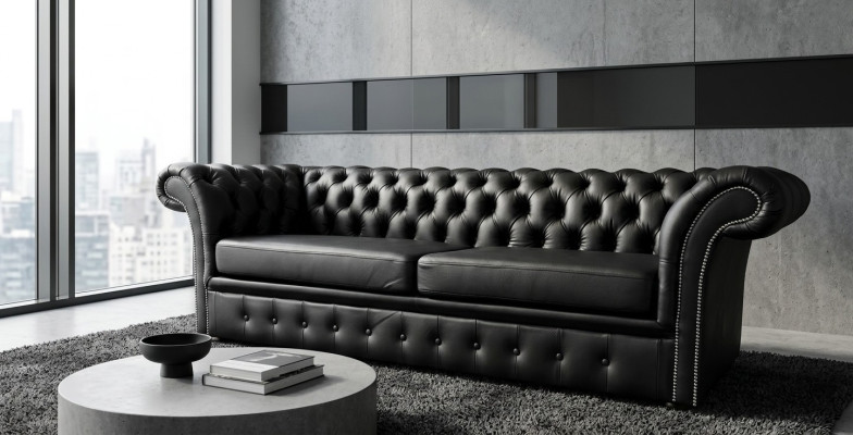 Canapé Chesterfield Sofa Coussin Tissu Cuir Canapés Ensemble de Coussin 3 Places
