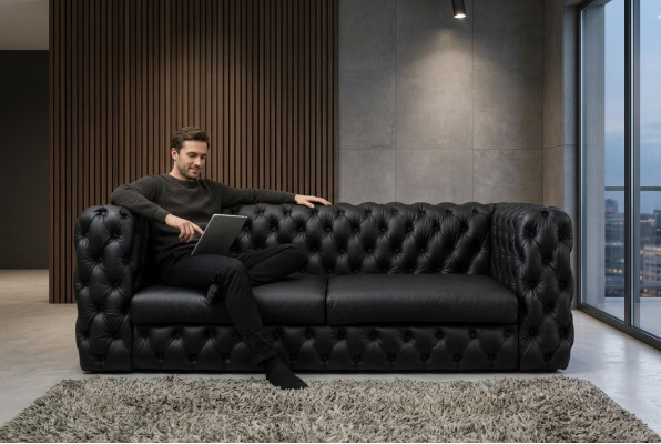 Canapé 3 places Chesterfield noir Designer Luxury Suite