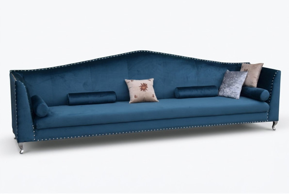 Canapé Canapé Tissu d'ameublement Canapé en cuir Bleu e Suite 5 places