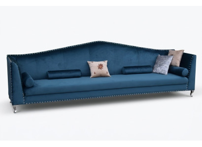 Canapé Canapé Tissu d'ameublement Canapé en cuir Bleu e Suite 5 places