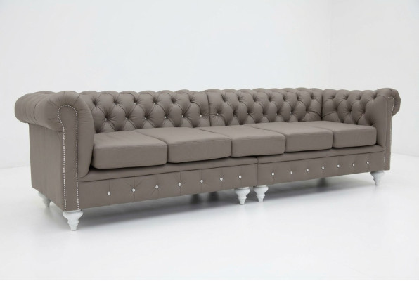 Canapé Chesterfield en tissu rembourré Canapés en cuir Canapé Rembourrage 5 places