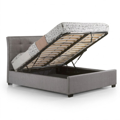 Designer Chesterfield Lit double de luxe en simili-cuir taupe