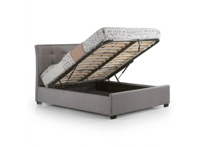 Designer Chesterfield Lit double de luxe en simili-cuir taupe